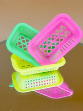 Load image into Gallery viewer, Rectangular baskets set: Miniature Neon Plastic Baskets
