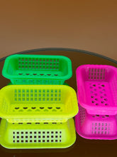 Load image into Gallery viewer, Rectangular baskets set: Miniature Neon Plastic Baskets
