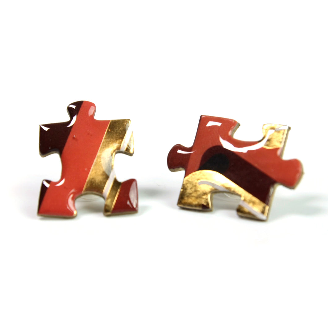Sangria puzzle stud earrings