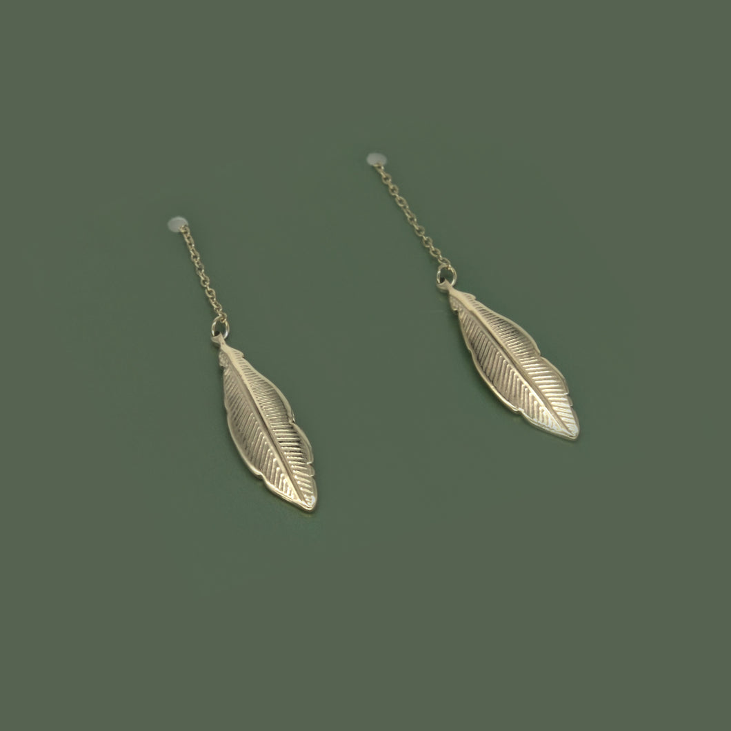 Gold leaf drop earrings