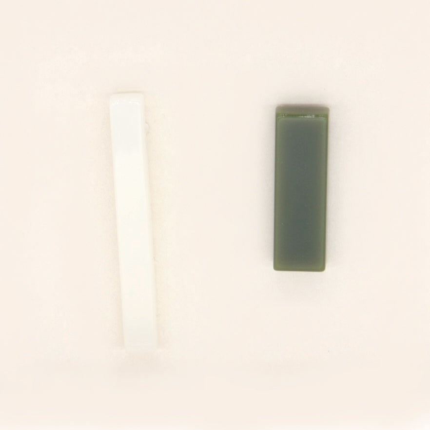 Acrylic rectangle stud earrings - white and green