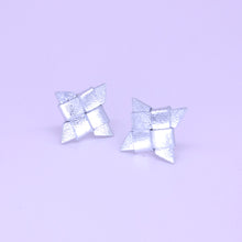 Load image into Gallery viewer, Silver PU leather stud earrings
