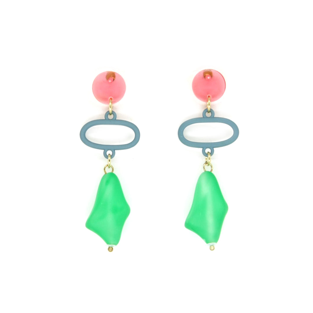 Green rock stud earrings