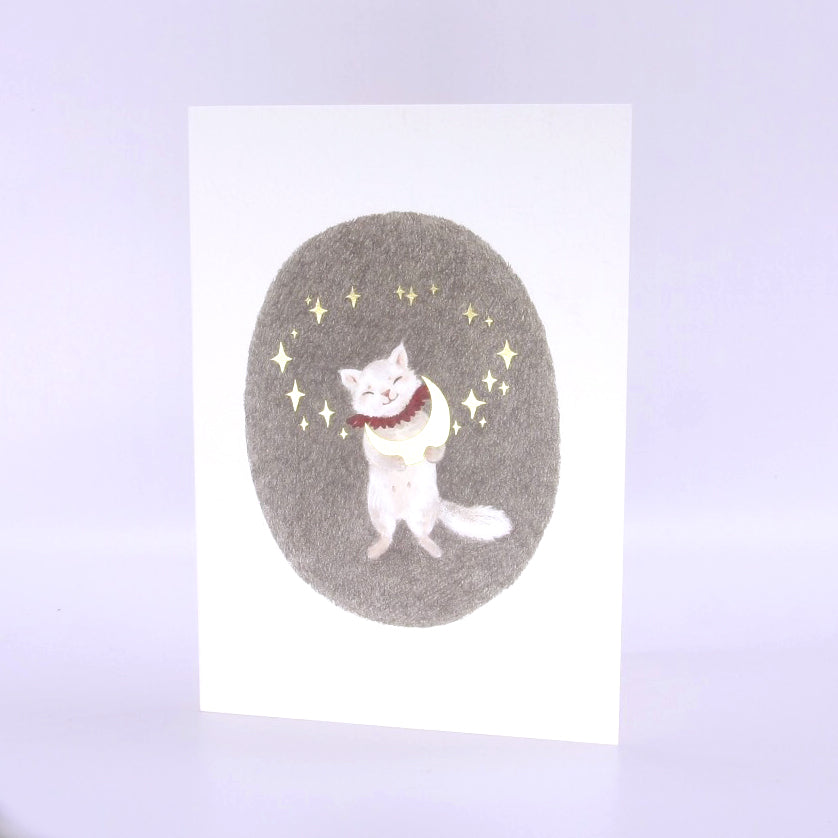DOUilus card - cat holding the moon