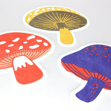 Load image into Gallery viewer, Mushroom greeting card cotton paper letterpress printing with envelope (set of 3)
