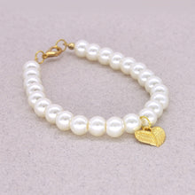 Load image into Gallery viewer, gold heart with chain of pearls necklace
