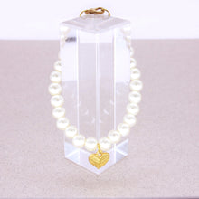 Load image into Gallery viewer, gold heart with chain of pearls necklace
