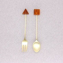 Load image into Gallery viewer, Amber triangle dessert fork
