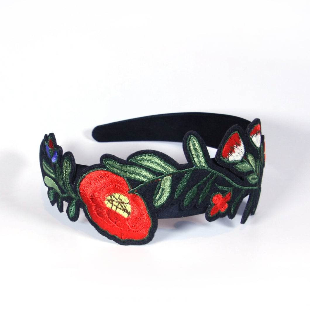 Floral embroidered headband